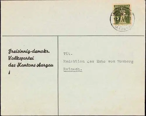 603020 | Brief der Freisinnig demokratischen Volkspartei des Kanton Aargau  | Wohlen (CH - 5610 Schweiz), -,