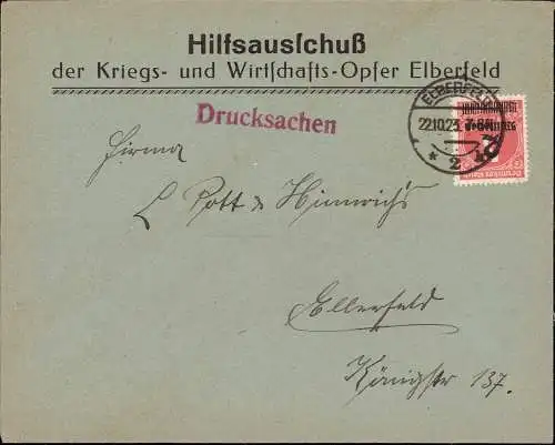 603026 | Inflation, Brief des Hilfsausschuss der Kriegs und Wirtschaftsopfer  | Elberfeld; Wuppertal (W - 5600), -,
