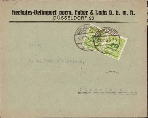 603029 | Brief der Firma Herkules Oelimport, vorm Faber & Locks, vom letzten Tag der Hoochinflation  | Düsseldorf (W - 4