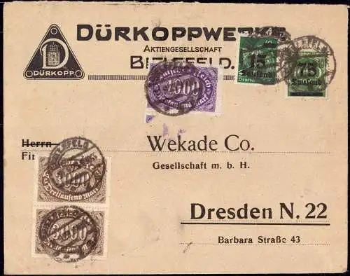 603036 | Brief der Dürkoppwerke mit Firmenlogo, Nähmaschine, Fahrrad, Auto  | Bielefeld (W - 4800), -,