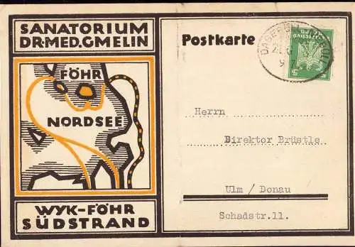 603101 | Dekorative Werbung des Sanatorium Gmelin in Wyk auf Föhr Erh 2 3 Mittelbug | Wyk (W 2270)