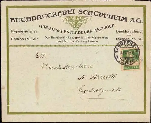 603111 | dekorativer Brief der Druckerei Schüpfheim Entlebucher Anzeiger  | Schüpfheim (CH - 6170 Schweiz), -,