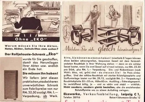 603126 | Werbepostkarte der Ekawerke, Büro, Möbel, Design,  | Leipzig (O - 7010), -,
