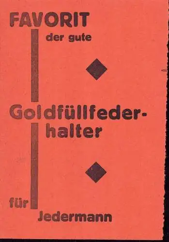 603141 | Werbekarte für Favorit Goldfüllfederhalter im Bauhaus Design, Büro  | München (O - 5301), -,