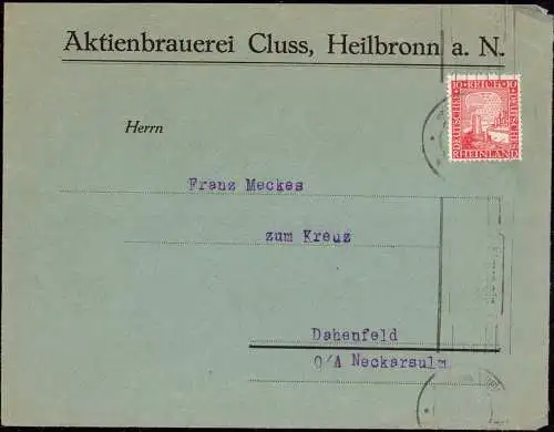 603147 | Brief der Aktienbrauerei Cluss, Bier  | Heilbronn (W - 7100), -,