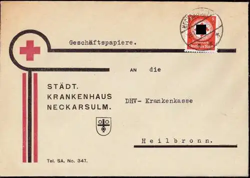 603148 | Dienstpost, Dekorativer Briefumschlag des Städtischen Krankenhaus, Design | Neckarsulm (W 7107)