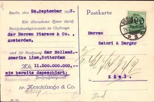 603162 | Karte mit Firmenlochung Perfin der Firma Mendelsohn & Co, Judaica  | Berlin (W - 1000), -,