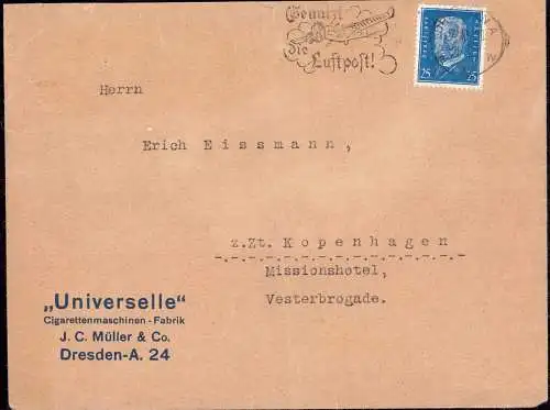 603167 | Firmenlochung Perfin der Firma Universelle Cigarettenmaschinen Fabrik J. C. Müller & Co, Tabak | Dresden (O 801