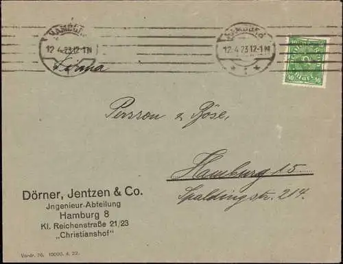 603171 | Firmenlochung Perfin der Firma Dörner, Jentzen & Co. Kleine Reichenstrasse Christianshof | Hamburg (W 2000)