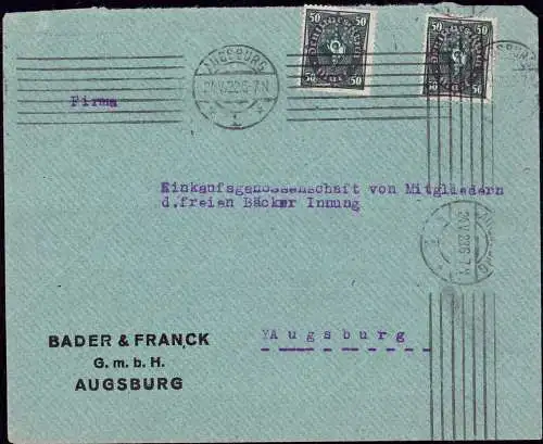 603173 | Firmenlochung Perfin der Firma Bader & Franck  | Augsburg (W - 8900), -,