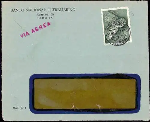 603181 | Firmenlochung Perfin der Banco National Ultramarino Lisboa, Portugal  | -, -,
