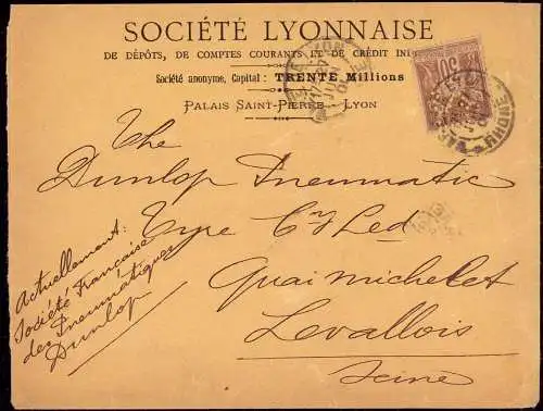 603185 | Firmenlochung Perfin der Societe Lyonaise  | Lyon;Rhone (F 69001 Frankreich), -,