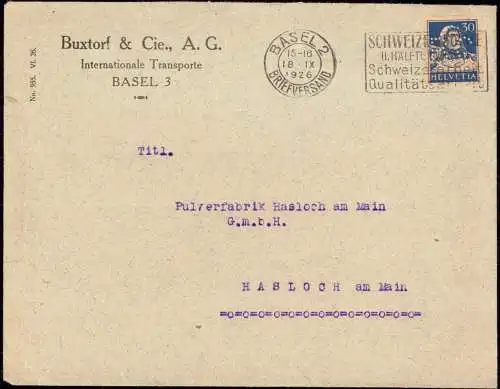 603189 | Firmenlochung Perfin der Spedition Buxtorf & Cie  | Basel (CH - 4000 Schweiz), -,