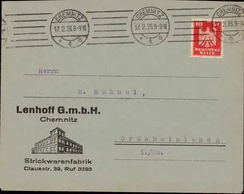 603197 | Brief mit Firmenlogo der Strickwarenfabrik Lenhoff, Textil  | Chemnitz (O - 2001), -,