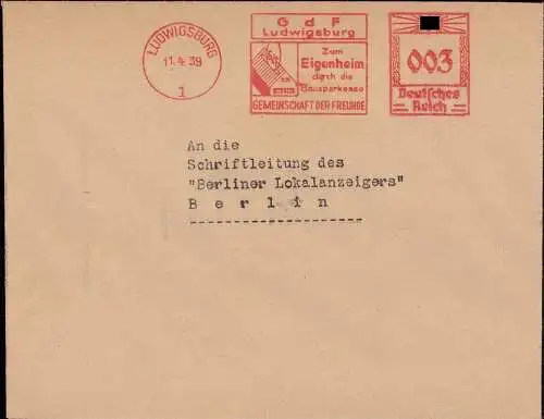 603198 | Freistempel der Bausparkasse Gemeinschaft der Freunde, Wüstenrot  | Ludwigsburg (W - 7140), -,