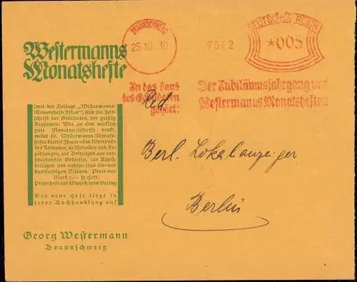 603200 | Dekorativer Briefumschlag der Westermann Monatshefte, Zeitschrift, Literatur | Braunschweig (W 3300)