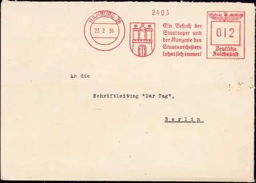 603202 | Freistempel 1678 1938, 260 Jahre Hamburger Oper | Hamburg (W 2000)