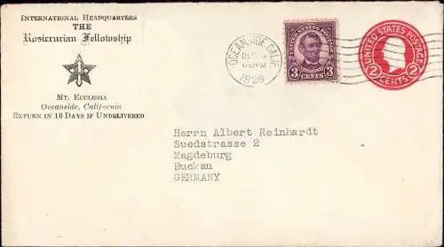 603208 | Ganzsache der  Rosicrucian Fellowship, Mount Ecclesia, Oceanside, Kalifornien, Esoterik  |