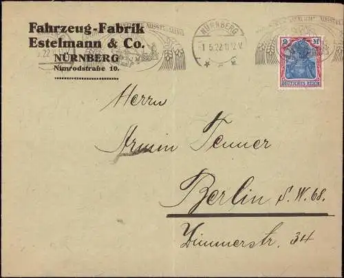 603212 | Brief der Fahrzeugfabrik Estelmann & Co | Nürnberg (W 8500)