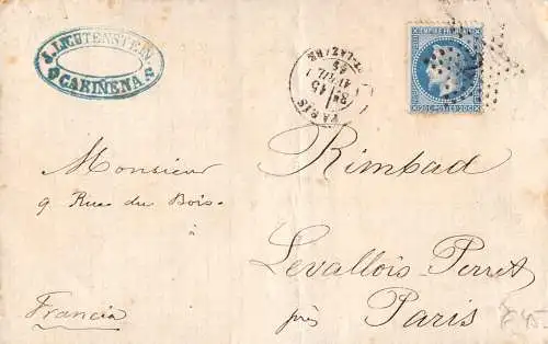 603213 | Brief aus Carinena, Saragossa , Aragonien aufgegeben in Paris, Wein Judaica, Lichtenstein  |