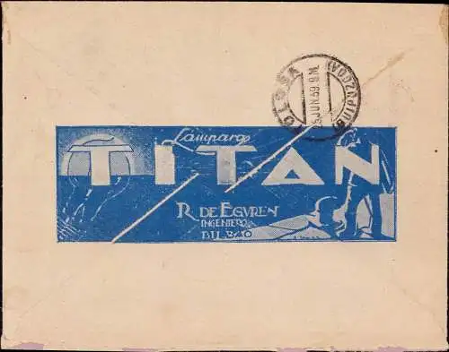 603225 | Brief aus Bilbao, Spanien, mit Werbung für Titan Glühlampen  |