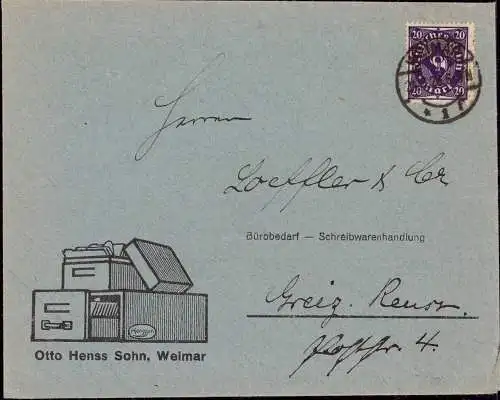 603226 | Brief mit Werbung der Firma Otto Henns Sohn, Henssson, Bürobedarf  | Weimar (O - 5300), -,