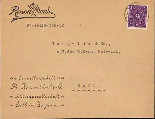 603228 | Dekorativer Brief der Rosenthal Porzellanfabrik  | Selb (W - 8672), -,