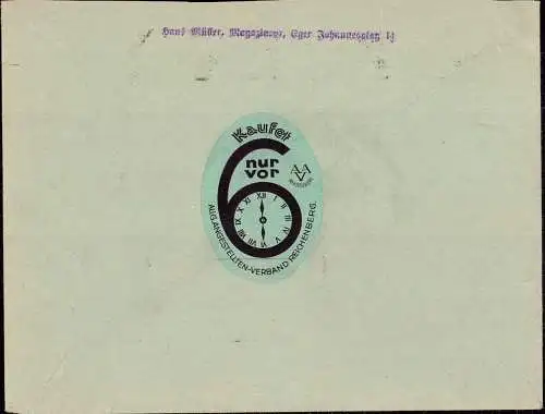 603230 | Brief des Angestelltenverbandes mit Vignette "Kauft nur vor 6", 8 Stunden Tag, Gewerkschaft | Reichenberg (Krei