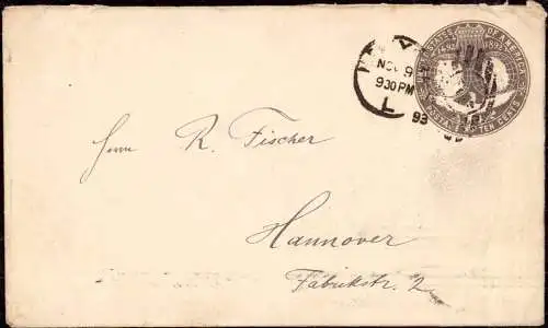 603254 | die seltene 10 Cent Ganzsache von der Weltausstellung 1892 nach Hannover, Deutschland, Kolumbus  |