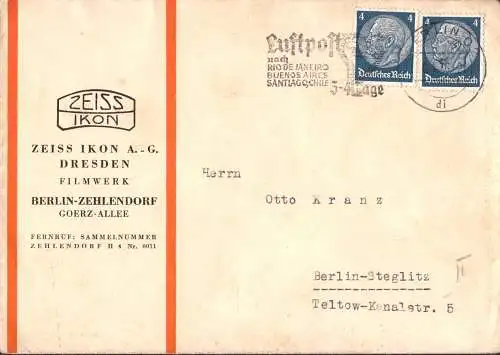 603262 | dekorativer Brief mit Inhalt des Filmwerk Zeiss Ikon, Fotografie  | Zehlendorf ; Steglitz; Berlin Dresden