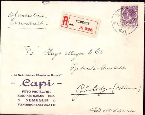 603272 | Brief per Einschreiben der Firma Capi, van Berchenstraat, Nijmegen, Fotografie, Kino  |