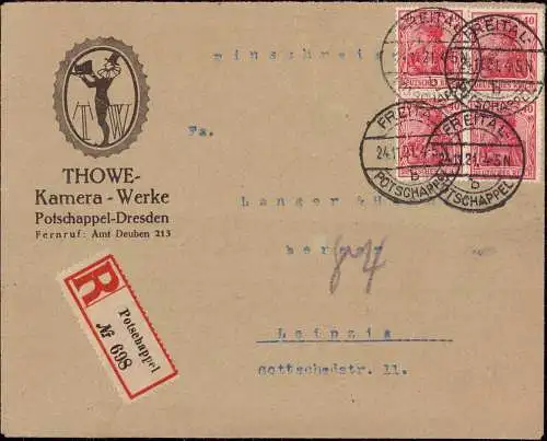 603274 | Brief, per Einschreiben, der Thowe Kamera Werke in Potschappel, Fotografie | Freital (O 8225)