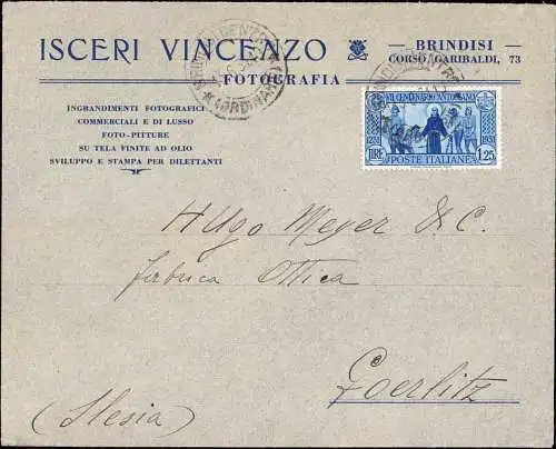 603275 | Brief des Fotografen Isceri Vincenzo in Brindisi, Italien  | -, -,