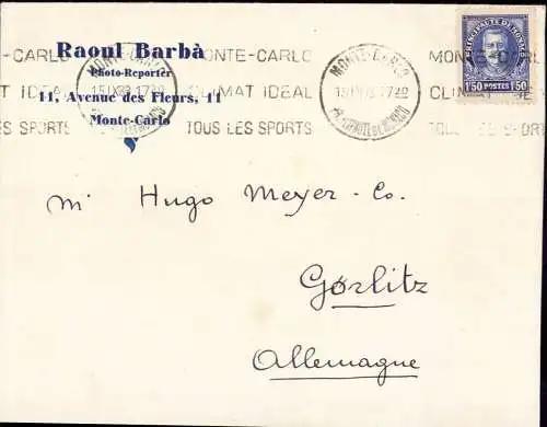 603279 | dekorativer Brief des Foto Reporter Raoul Barbà in Monaco, Monte Carlo  | -, -,