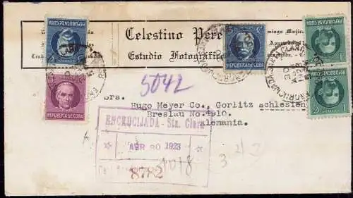 603280 | Brief per Einschreiben des Estudio Fotografica Celestino Perez in Santa Clara Cuba  | -, -,