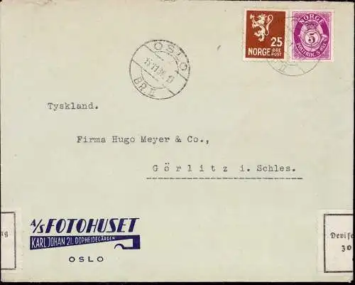 603284 | Brief der Firma A / S  Fotohuset, Karl Johan, Oslo, Fotografie, Zensur  |