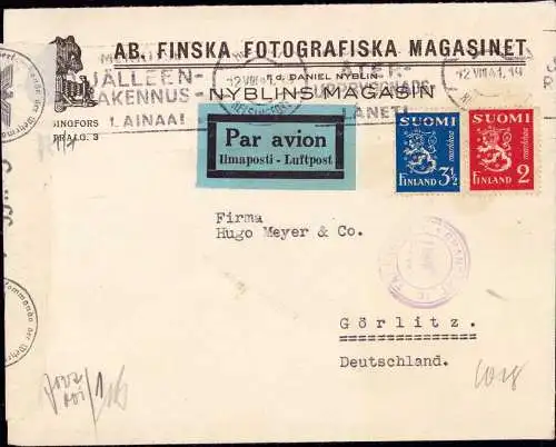 603286 | Firma Finska Fotogrfiska Magasinet, Helsingfors, Fotografie an Firma Hugo Meyer & Co, Zensur | Görlitz (O 8900)