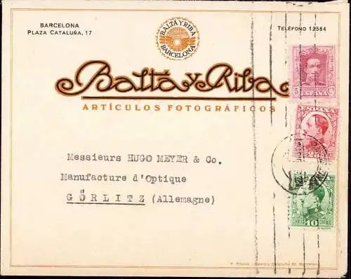 603290 | Dekorativer Brief der Firma Balta & Riba, Barcelona an die Firma Neyer & Co, Fotografie,  | Görlitz (O - 8900),