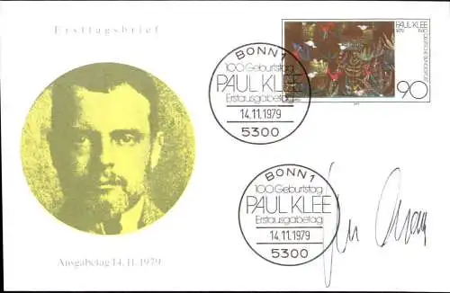 603309 | Ersttagsbrief FDC Mi.1029 mit eigenhändiger Unterschrift des EntwerferSchall, Paul Klee, Malerei  | -, -,