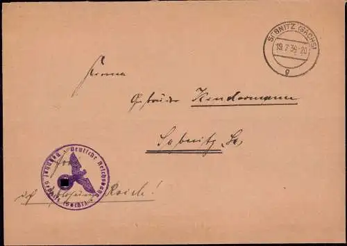 603313 | Dienstbrief Frei durch Ablösung Deutsche Reichsbahn Bahnhof  | Sebnitz (O - 8360), -,