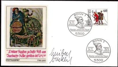 603314 | Ersttagsbrief FDC Mi.1030 mit eigenhändiger Unterschrift des Entwerfer Burkert, Dr Johannes Faust  | Leipzig (O