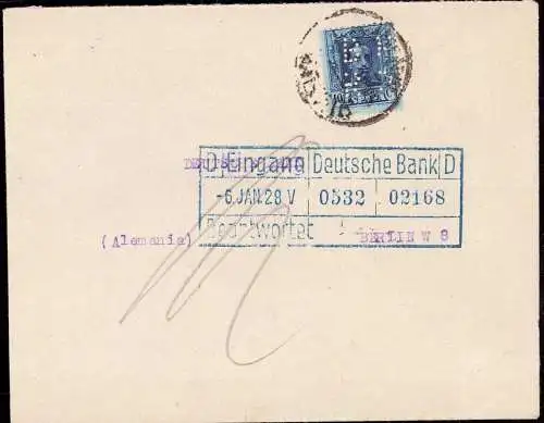 603326 | Brief mit Firmenlochung Perfin der Banco Espanol del Rio de la Plata, Madrid Spanien  | -, -,