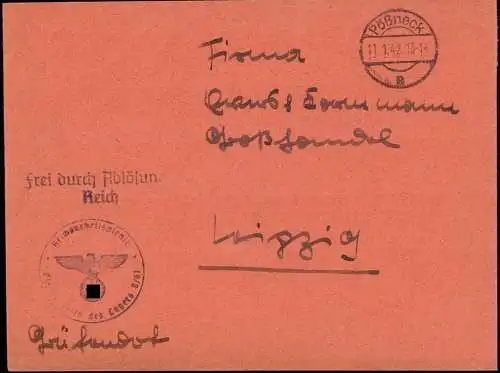 603336 | Dienstbrief Frei durch Ablösung aus dem RAD Lager 8 / 61 Reichsarbeitsdienst | Gräfendorf (O 6841), Pößneck (O