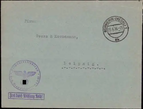 603340 | Dienstbrief Frei durch Ablösung aus dem RAD Lager 4 / 61, Reichsarbeitsdienst  | Schwerin (O - 1601), -,