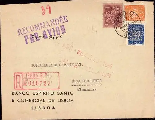 603349 | Brief 1951, mit Firmenlochung Perfin der Banco Esperito Santo e Comercial de Lisboa,  | -, -,