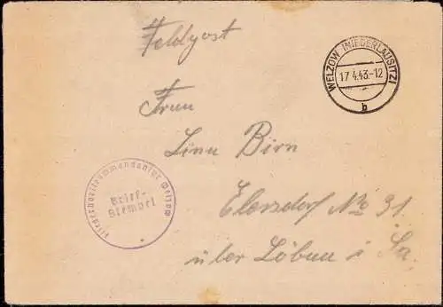 603350 | Feldpostbrief 2. WK der Fliegerhorstkommandantur  | Welzow (O - 7533), -,