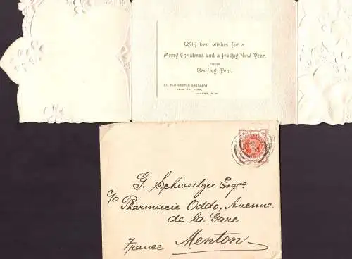 603354 | Brief 1897, mit Firmenlochung D & C und Glückwunschkarte Weihnachten Inhalt aus London  | -, -,