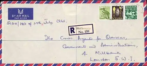 603357 | Langformatiger Brief mit Firmenlochung Perfin aus Nigeria, Eisenbahn, Bahnhof Ebute Metta  | -, -,