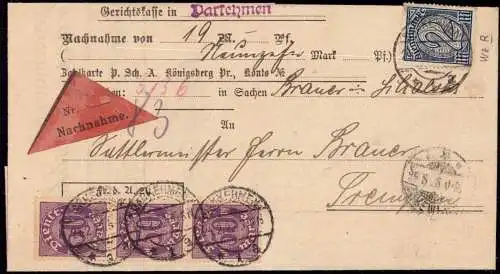 603364 | Ostpreussen, Dienstbrief per Nachnahme der Gerichtskasse  | Darkehmen (Darkehmen OP), -,