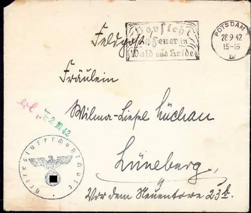 603366 | Bombenkrieg, Feldpostbrief aus der Heeresluftschutzschule,  | Potsdam (O - 1500), -,